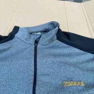 PING Gray and Black Quarter-Zip Pullover with Yellow Gustavus Logo